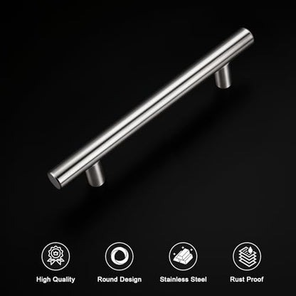 Gobrico 5 Pack 3-3/4 Inch (96mm) Hole Center Cabinet Pulls, Brushed Nickel Cabinet Handles, Stainless Steel Kitchen Cabinet Handles, Silver Satin Nickel Kitchen Drawer Pulls, 6'' Overall Length - color: Brushed Nickel, size: 3-3/4 Inch Hole Center