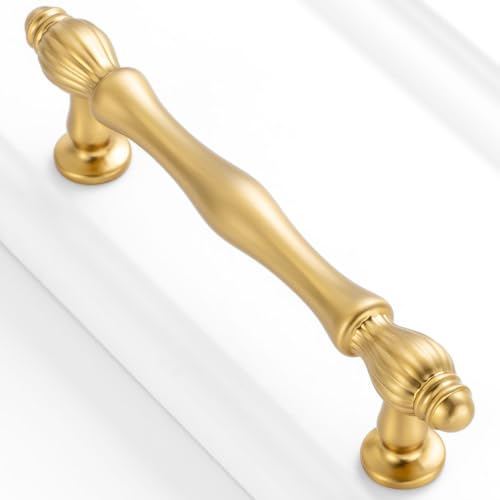 3-3/4 Inch Brushed Gold Cabinet Pulls Drawer Handles 10 Pack 2510 - color: Brushed Gold, size: 3-3/4 In Hole Distance