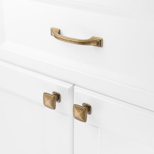 KOOFIZO 10 Pack 3 in Antique Brass Cabinet Pulls, Brass Drawer Handles 1958 - color: Antique Brass, size: 3" CC