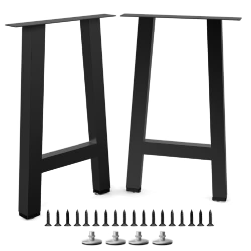 Metal Table Legs, Black Set of 2, 28H x 16W - size: 28 IN