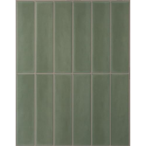 Smart Tiles Peel and Stick backsplash, Stacked Olive Green, 11.43"x9" - color: Olive Green