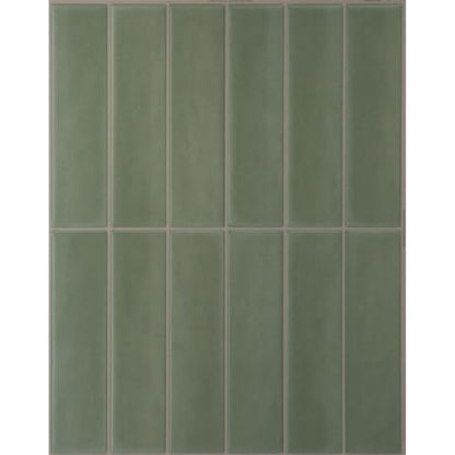 Smart Tiles Peel and Stick backsplash, Stacked Olive Green, 11.43"x9" - color: Olive Green