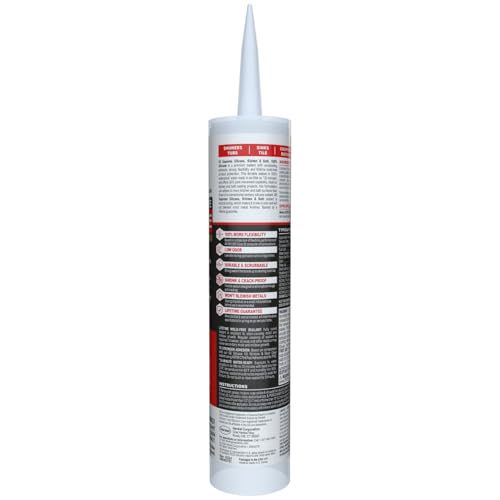 GE Supreme Silicone Caulk for Kitchen & Bathroom, Clear, 10 fl oz Cartridge, 1 Pack - 100% Waterproof Silicone Sealant, 7X Stronger Adhesion, Shrink & Crack Proof - color: Clear, size: Pack of 1
