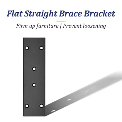 Bonsicoky 4Pcs Flat Straight Brace Brackets, 6.7 x 1.9 / 169 x 48mm - size: 6.6" x 1.9" - 4 PCS, style: Black