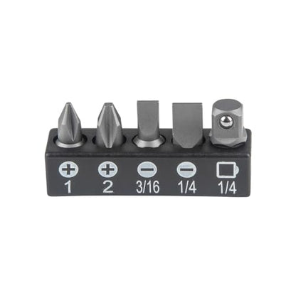 Klein Tools 65200 Ratchet Set, 5-Piece Mini Ratchet Set with Phillips, Slotted, and Adapter for Other Socket Sizes, For Tight Spaces - size: Non-Magnetic