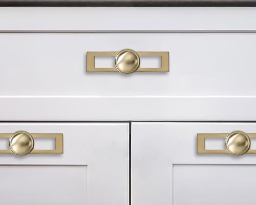 khtumeware 5 Pack 1-1/4 Inch Brushed Brass Cabinet Knobs Backplate with Base Plate Zinc Brushed Gold Kitchen Cabinet Handles Drawer Pulls Cabinet Hardware - color: Brushed Brass, size: Knobs