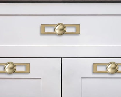 khtumeware 5 Pack 1-1/4 Inch Brushed Brass Cabinet Knobs Backplate with Base Plate Zinc Brushed Gold Kitchen Cabinet Handles Drawer Pulls Cabinet Hardware - color: Brushed Brass, size: Knobs