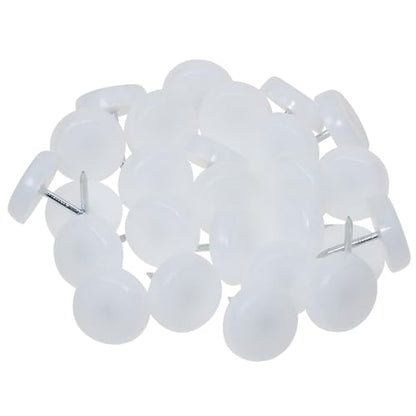 Shapenty White Nylon Furniture Pads Glides Replacing Nail-on Sliders Tacks Home Kitchen Dinning Chair Feet Leg Protectors for Hardwood Floor, 18x5mm (30)