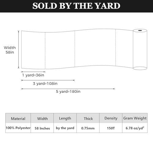 Waterproof Canvas Fabric by The Yard 150D Upholstery Fabric 15 Yard Black - color: Black, size: 15 Yard