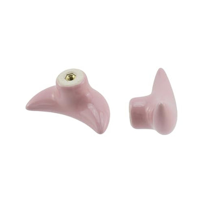 Dnyta 6 Pcs Moon Shaped Ceramic Knobs Glossy Ceramic Pulls Drawer Knobs - style: Pink,Moon Shaped