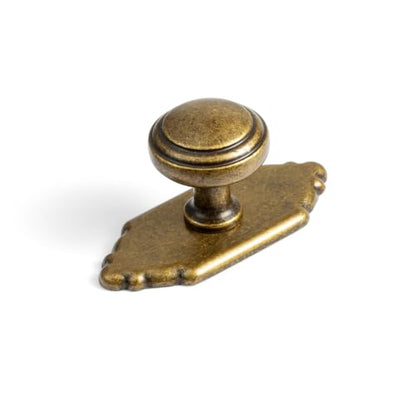 6Pack Champagne Bronze Cabinet Knobs with Backplate Drawer knobs - color: Antique Brass, style: Crown Crest