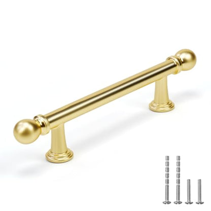 YAGU 6 Pack Brushed Brass Kitchen Cabinet pulls 3 Inch(76mm) Hole Center Solid Satin Gold Dresser Drawer Handles Furniture Hardware for Cupboard Wardrobe Closet Vanity - color: Brushed Brass, size: 6 Pack, style: 3''/76MM Hole Center