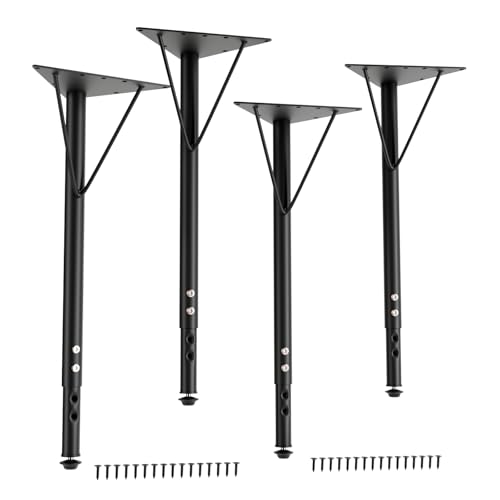 Yuleimy Adjustable Metal Table Legs 19-30 Inch, Heavy Duty Desk Leg, Black - color: Black 4-pack