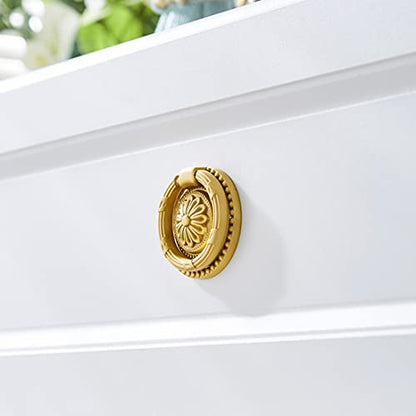 Brass Cabinet Rings Gold Knobs, Drawer Round European Handles Antique Gold Knobs for Home Kitchen, 4 Pack - size: 4 Pack