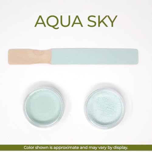 Miss Mustard Seed's Milk Paint for Furniture, Cabinets & Wood, Aqua Sky Quart - color: Aqua Sky, size: 20 Ounce (Pack of 1)