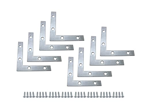 QCAA Heavy Duty Flat Corner Irons Joining Bracket for Wood Table, Chairs, Zinc Plated , 3-1/2"x3-1/2 x5/8" x1.8mm, Made in Taiwan, 8 Pack - color: Zinc(3-1/2"), size: 8 Pack