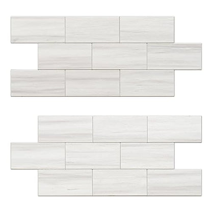 Peel and Stick Backsplash, 20-Sheet Peel and Stick Wall Tiles 13.5" x 5.8" PVC Subway Tile Stick on Backsplash for Kitchen Fireplace (Italian White Marble) - color: Italian White Marble