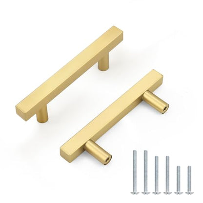 Probrico Brushed Brass Cabinet Pulls & Handles 3" CC Square 5 Pack - color: Brushed Brass, size: Hole Center: 76mm(3inch)