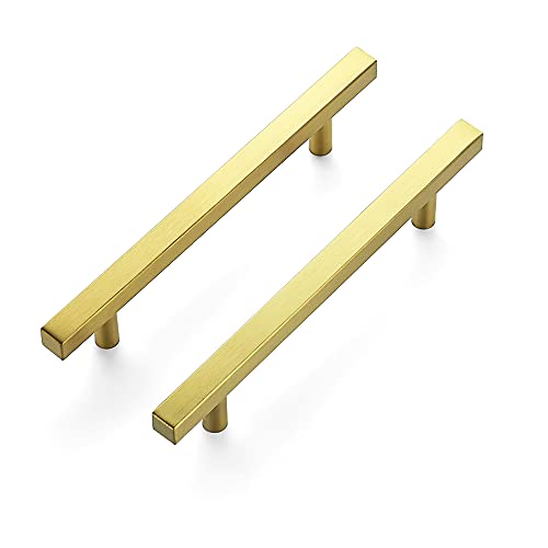 Ravinte Brushed Brass Square Cabinet Pulls Handles 5 Inch 30 Pack - color: Brushed Brass