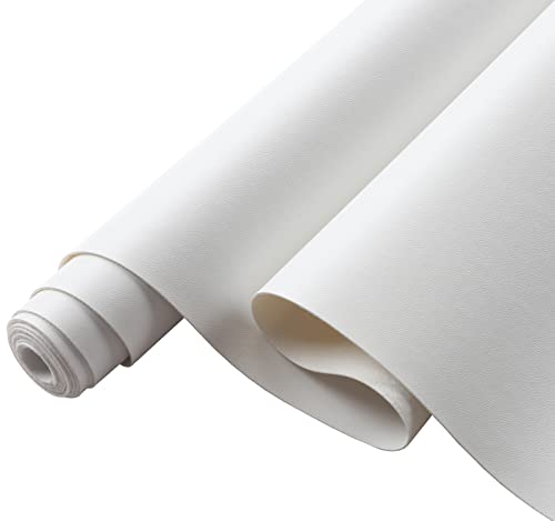 Picheng Smooth Faux Leather Sheets: 13.8"X53" Solid Soft Faux Leather Roll - color: White