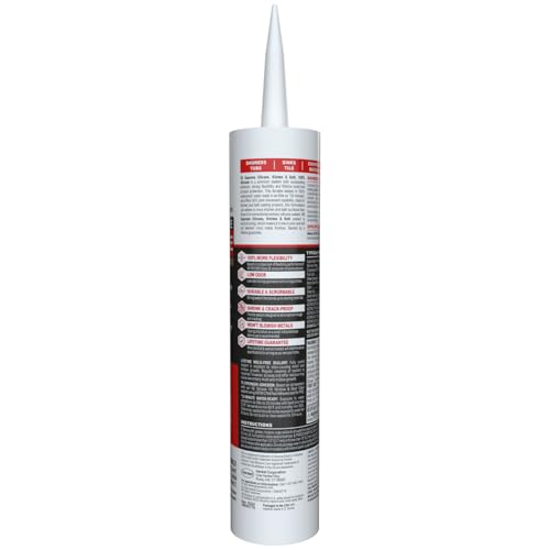 GE Supreme Silicone Caulk for Kitchen & Bathroom, White, 10 fl oz Cartridge, 1 Pack - 100% Waterproof Silicone Sealant, 7X Stronger Adhesion, Shrink & Crack Proof - color: White, size: Pack of 1