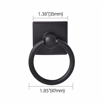khtumeware 2-Pack 1.9 Inch Matte Black Cabinet Knobs - Ring Pull Drawer Handles for Dresser, Kitchen Cabinets - Durable Zinc Alloy Hardware. - color: Matte Black