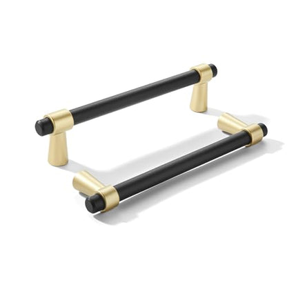 khtumeware 3-3/4 inch 5 Pack Matte Black/Brushed Gold Cabinet pulls Zinc Alloy, Kitchen Cabinet Handles, Wardrobe Drawer Handles - Suitable for Bathroom cabinets, Bedroom Furniture - color: Matte Black/Brushed Gold, size: 3-3/4 Inch