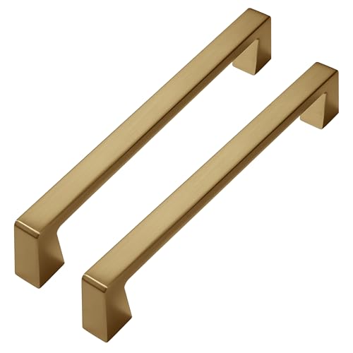 khtumeware 2 Pack Champagne Bronze Cabinet Pulls 8 Inch(203mm) Hole Centers,Satin Brass Cabinet Pulls Kitchen Cabinet Hardware for Cupboard Gold Drawer Handles Dresser Pulls - color: Champagne Bronze, size: 8 inch hole center