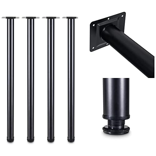 LCSDLHSY 28 Inch Metal Table Legs,with Adjustable Feet Pads,Black Set of 4. - size: 28 Inch