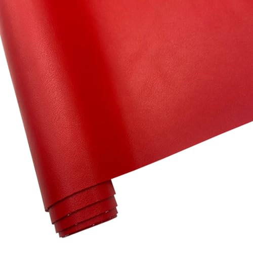 Soft Smooth Faux Leather Fabric Solid Color Vegan Synthetic Imitation Leather Fabric 16" x 54” Large Size for Upholstery Crafts, DIY Sewings, Earrings Bows Wallets Making (Red) - color: Red