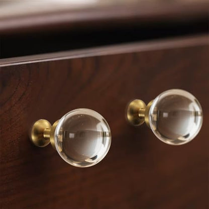 Guank 24-Pack Bubble Cabinet knobs Solid Brass Base, Drawer Spherical Gold Knobs, 1.14-Inch Diameter, Modern Kitchen Cabinet Brushed Crystal Ball Cabinet knobs Bubble - color: Bubble shape-1.14inchn, size: 24 Pack