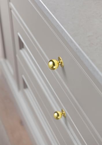 Polished Gold Cabinet Knobs, 1-1/8 Inch, Set of 12, Modern Zinc Alloy Round Design for Drawers, Dressers, Vanities - color: Polished Gold, size: 1 1/8" Diameter