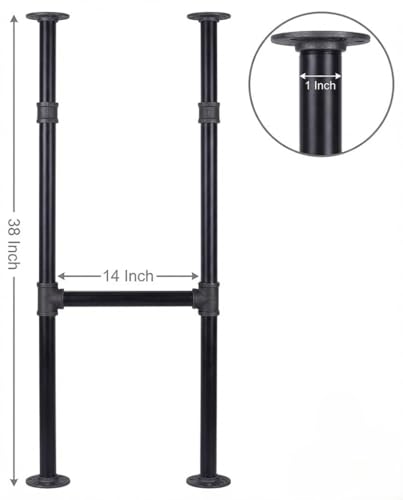 38x14 in H-Shape Bar Height Pipe Table Legs 2 Pack - size: 38'' x 14''