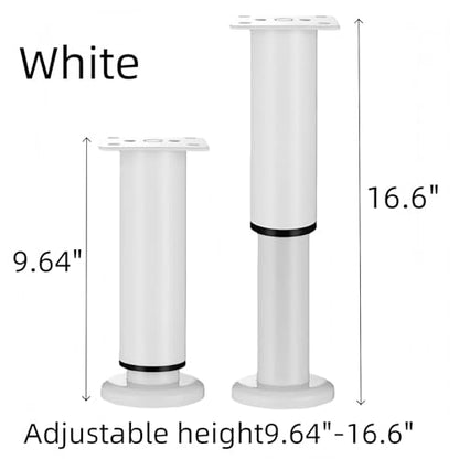 4Pcs White Adjustable 9.64-16.6 Inch Metal Furniture Legs for Cabinet Sofa - color: White, size: 9.64"-16.6"-Set of 4