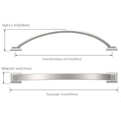 Amerdeco 10 Pack Brushed Satin Nickel Cabinet Pulls 6.3" - color: Brushed Satin Nickel, size: 6.3" hole center