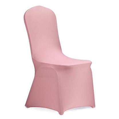 Peomeise Stretch Spandex Chair Cover for Wedding Party Dining Banquet Event (Dusty Rose, 12) - color: Dusty Rose, size: 12PCS