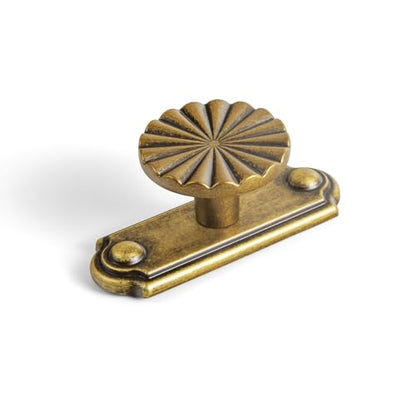 Goo-Ki 1.5'(38mm) Dia Antique Brass Cabinet Knob with Timeless Drawer Backplate, Zinc Alloy Flower Design Drawer Knobs,Retro Style,6 Pack - color: Antique Brass, size: 1.5'' Dia Knob With Timeless Drawer Backplate