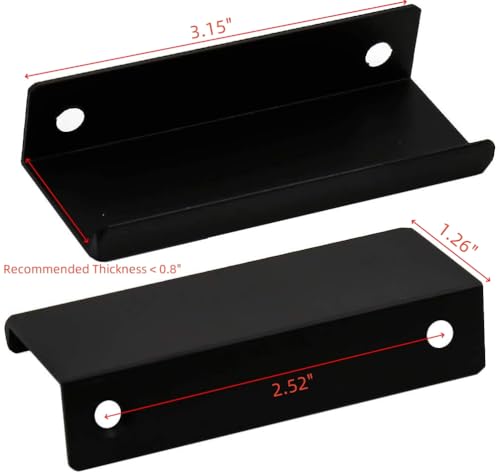 3.15 Inch Finger Pull 6Pcs, 2.52 Inch Hole Centers, Aluminum Alloy, Black - color: Black, size: 80mm/3.15", style: Straight Edge
