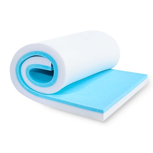 Upholstery Foam, 72" x 24" x 1" High Density Gel Memory Foam Padding Couch Cushion Support, Cut to Size Foam Replacement Pad for Sofa Sag Support - size: 72" X 24" X 1"