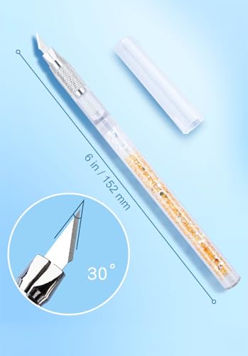 Exacto Knife Set, Bling Hobby Knife Pen with Blade Refills, Craft Cutting Tools for Scrapbooking Stencil Washi Tape Sticker Cutter, Purple - color: Purple