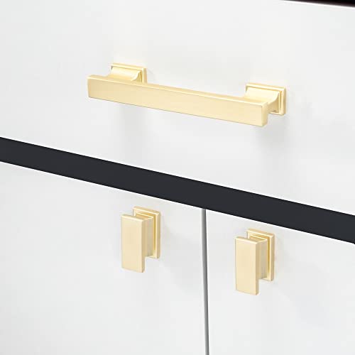 COTYKILEY 10 Pack 3.75Inch(96mm) Brushed Brass Cabinet Handles Gold Kitchen Cabinet Pulls Cabinet Door Handles Kitchen Cabinet Hardware - color: Brushed Brass, size: 3.75" Hole Center（96MM）