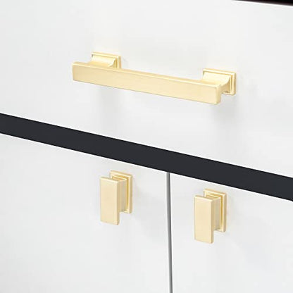COTYKILEY 10 Pack 3.75Inch(96mm) Brushed Brass Cabinet Handles Gold Kitchen Cabinet Pulls Cabinet Door Handles Kitchen Cabinet Hardware - color: Brushed Brass, size: 3.75" Hole Center（96MM）
