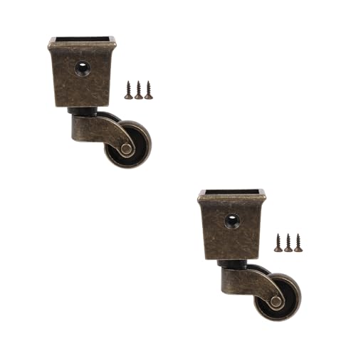 Vintage-Wheel-Caster-Cups Square Cup Swivel Wheel Casters for Furniture, Piano Stands, Tables, Cabinets, Bookshelves, Plant Stands 2.6 x 1.5 Inch (2PCS) by Emptty - style: Square