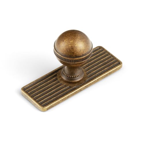 Goo-Ki Cabinet Knobs with Backplate, Antique Brass, 6 Pack - color: Antique Brass, style: Architectural Flute Style