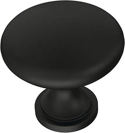 Franklin Brass (10-Pack) – Matte Black Cabinet Knobs for Dressers, Drawers, Kitchen Cabinet Door, Vanity, Furniture, Closet Knobs, 1-3/16 Inch Round | Mushroom - color: Matte Black