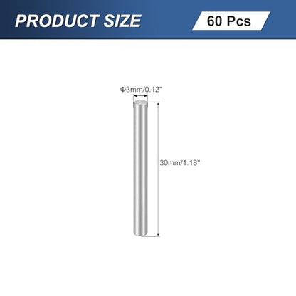 uxcell 60Pcs M3x30mm 304 Stainless Steel Dowel Pin,Shelf Support Peg Pin - size: M3x30mm