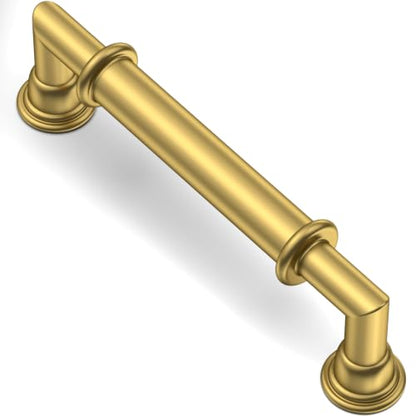 10 Pack Vibrant Brushed Moderne Brass Cabinet Pulls 3.75 Inch(96mm) Heavy-Duty Solid Kitchen Cabinet Handles Cabinet Hardware Drawer Pulls - color: Vibrant Brushed Moderne Brass, size: 3.75" Hole Center