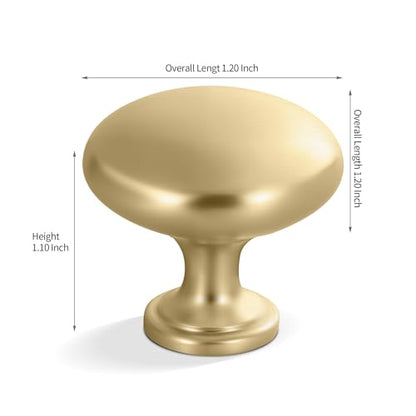 Lardmon 10 Pack Brushed Gold Round Cabinet Knobs 1.2 Inch(30.5mm) Dia. Mushroom Drawer Knobs Modern Single Hole Cabinet Pulls Solid Kitchen Knobs Cabinet Handles Kitchen Hardware for Dresser - color: Brushed Gold, size: 1.2 Inch Diameter, style: 10 Pack