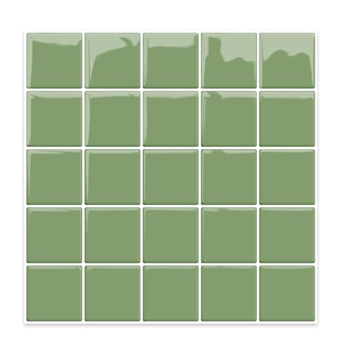 Alwayspon 10 Sheets 10"x10" Green 3D Vinyl Backsplash Tiles, Self-Adhesive Peel and Stick Wall Tile Stickers Stick on Subway Tiles for Kitchen Bathroom Wall - color: Green