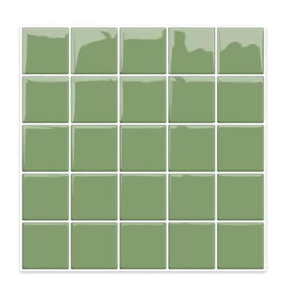 Alwayspon 10 Sheets 10"x10" Green 3D Vinyl Backsplash Tiles, Self-Adhesive Peel and Stick Wall Tile Stickers Stick on Subway Tiles for Kitchen Bathroom Wall - color: Green